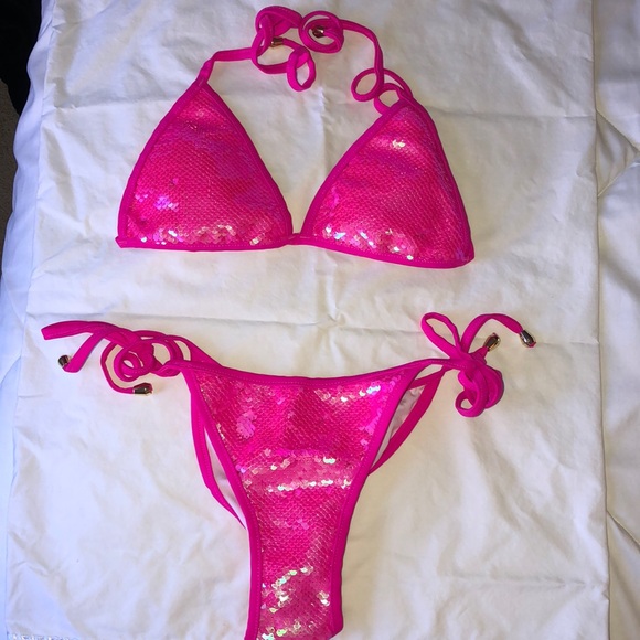 pink sequin bikini